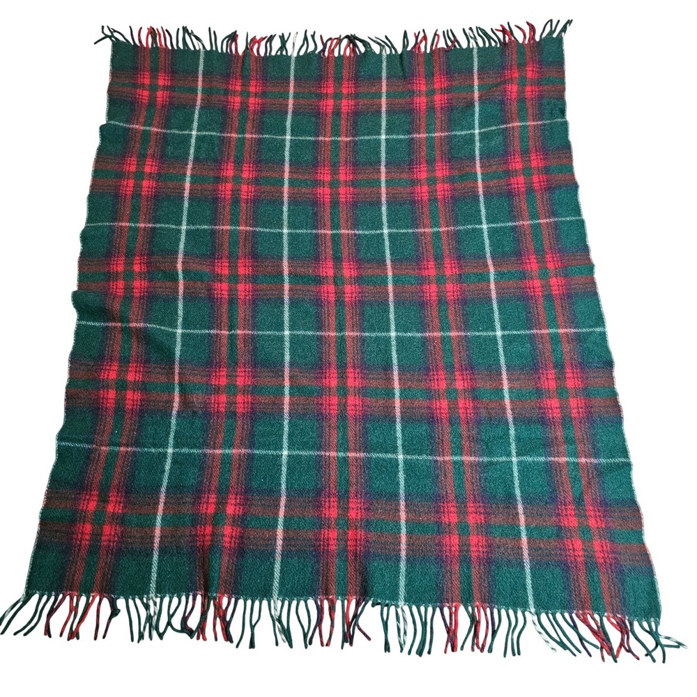 Vintage 40s 50s Horner Wool Stadium Blanket 58x47 Throw Tartan Plaid Michigan